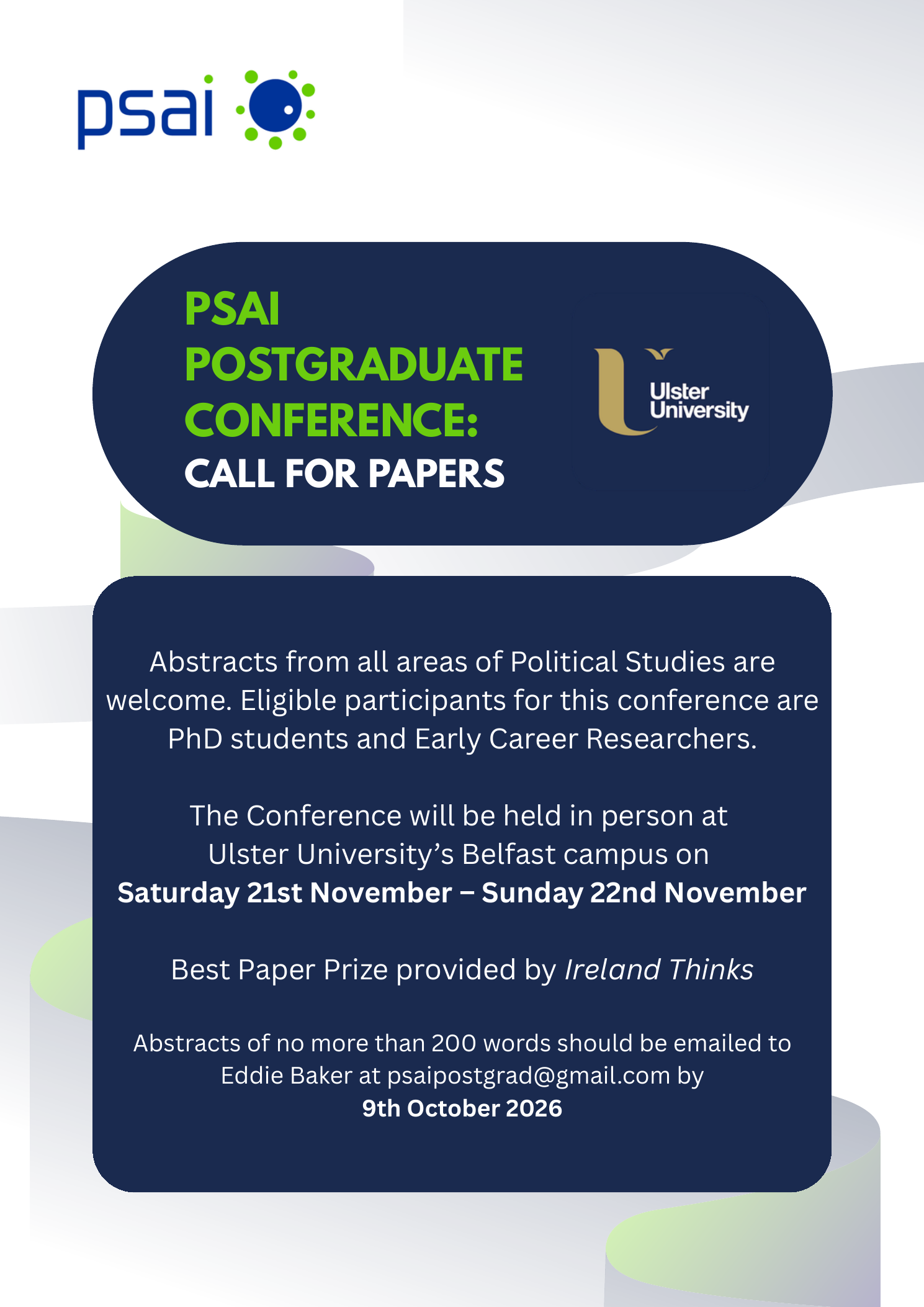 PSAI Postgraduate Conference 2026 Call for Papers